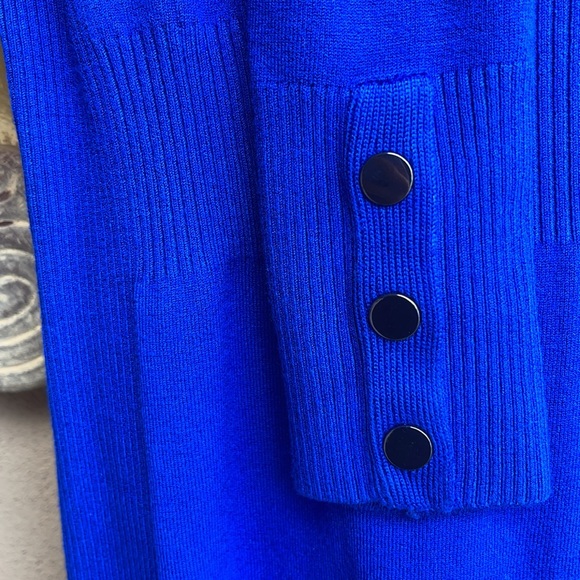 Cache XS turtleneck top blue knit button sleeve - Picture 3 of 5